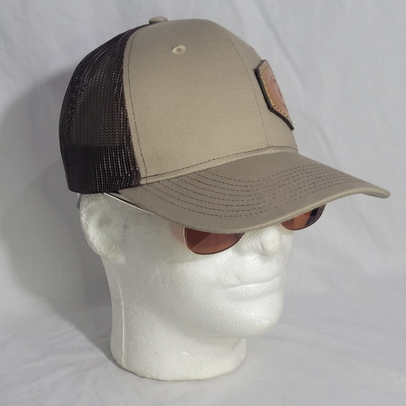 Men's Port Authority Leather Patch Trucker Snapback Workwear Hat Equestrian - Picture 2 of 16